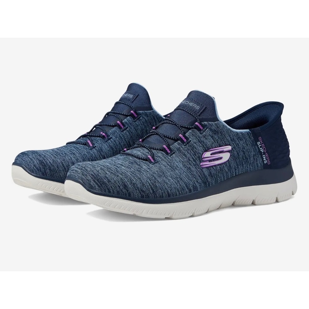 Skechers Summits Hands Free Slip-ins Women's 9 Navy Pink Walking Sneakers